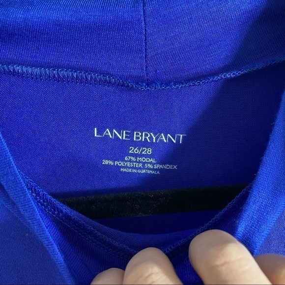 Lane Bryant Mock Neck Blue Short Sleeve Top NWT 26 28 Modal Blouse Shirt - Picture 4 of 7